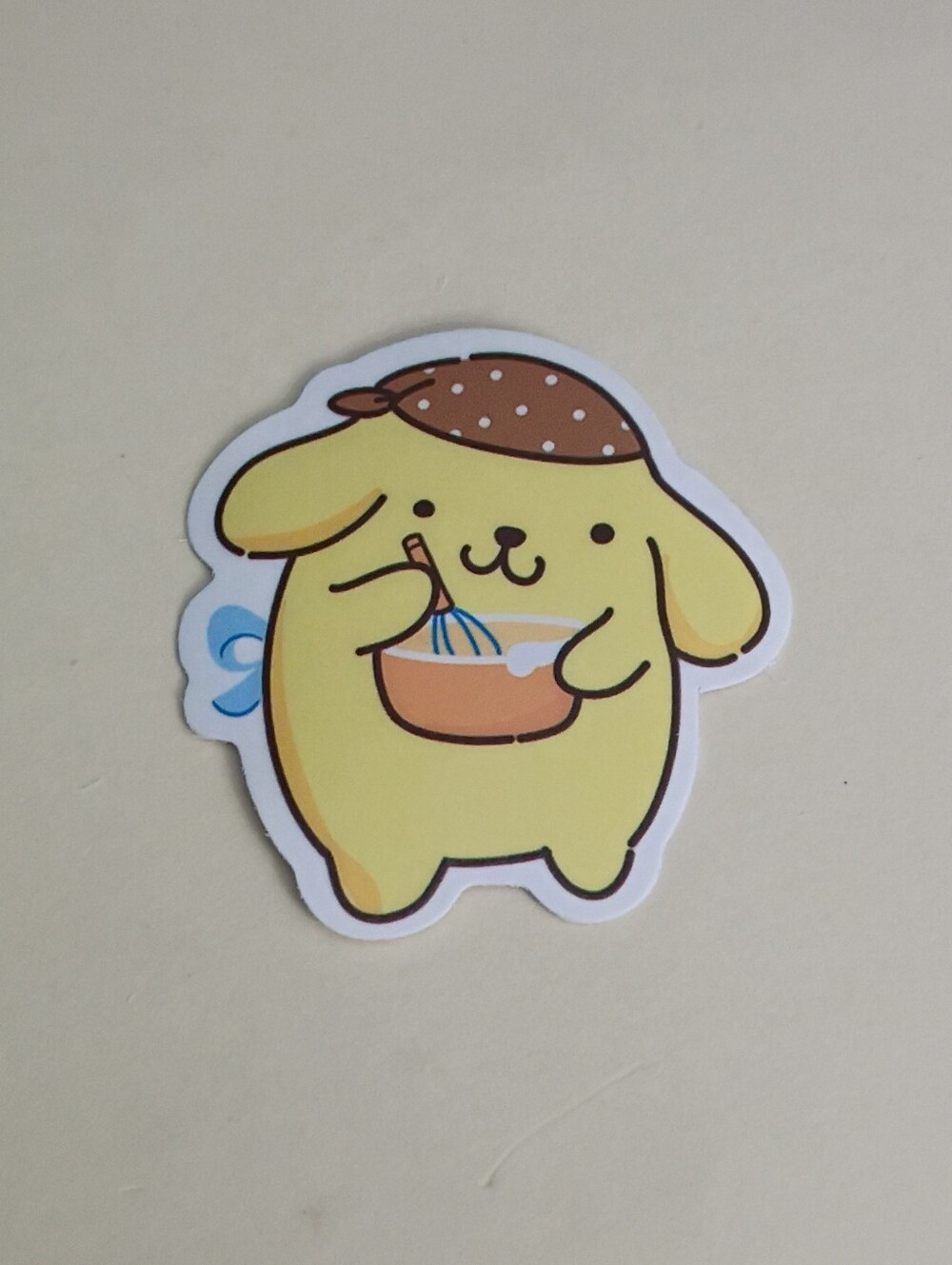10/$10 Stickers - Pompompurin Mixing Food In Bowl w/ Blue Bow Sanrio